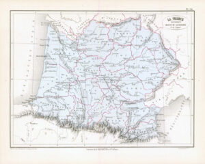 1865 Antique Map FRANCE Historical Bassin GARONNE River South West (DEDG-45)