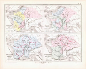 1865 Antique Map FRANCE French States Royaumes Gaule Etats Empire (DEDG-51)