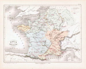 1865 Antique Map FRANCE Gaule  Merovingienne Europe (DEDG-52)