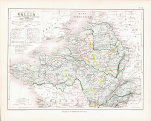 1865 Antique Map GALLIA PARS SUPERIOR Roman Empire France (DEDG-58)