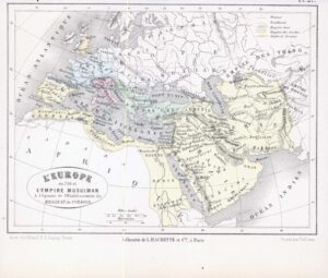 1865 Antique Map L'EUROPE L'EMPIRE MUSULMAN Muslim  (DEDG-87)