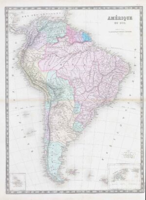 1849 Large Map AMERIQUE DU SUD South America (GMG3)