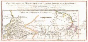 1773 MAP Carte du Cours du Maragnon Grande Riviere Amazones Amazon River BM3-44)