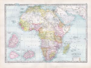 1912 Antique Map AFRICA Asia Mauritius Ascension St Helena (BWM4-52)