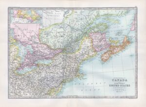 1912 Antique Map CANADA NORTHERN United States Gulf St Lawrence (BWM4-59)