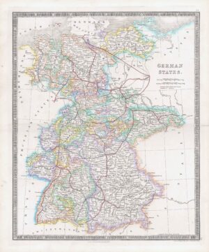1850 GERMAN STATES World Original Antique Map by Henry Teesdale (TNGA-15)