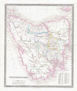 1850 VAN-DIEMEMS LAND World Original Antique Map by Henry Teesdale (TNGA-29)