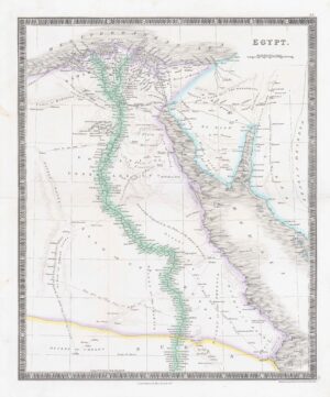 1850 EGYPT World Original Antique Map by Henry Teesdale (TNGA-32)