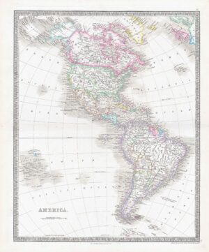 1850 AMERICA World Original Antique Map by Henry Teesdale (TNGA-33)