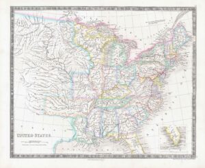 1850 UNITED STATES World Original Antique Map by Henry Teesdale (TNGA-35)