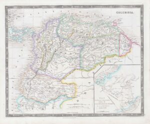 1850 COLUMBIA World Original Antique Map by Henry Teesdale (TNGA-38)