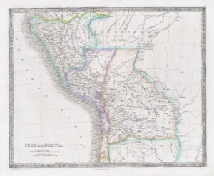 1850 PERU BOLIVIA World Original Antique Map by Henry Teesdale (TNGA-39)
