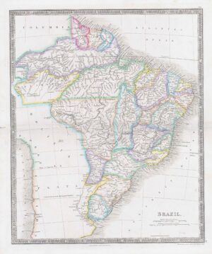 1850 BRAZIL World Original Antique Map by Henry Teesdale (TNGA-40)