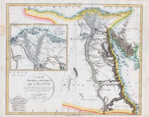 1796 CARTE PHYSIQUE ET POLITIQUE DE L'EGYPTE Egypt Arabia Delta Map Chanlaire
