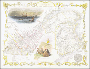 1850 Original Antique Map EAST CANADA & NEW BRUNSWICK by Tallis (TM4-13)