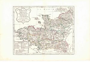 1792 NORMANDIE BRETAGNE MAINE ANJOU Normandy Regional France Map (GSM14)