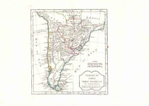1792 PARAGUAY CHILI TERRE MAGELLAN South Central America Brazil Map (GSM24)