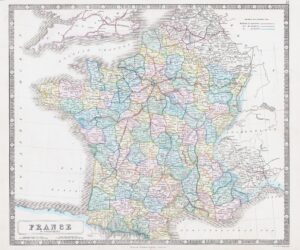 1851 FRANCE in DEPARTMENTS LARGE MAP (GPM12)