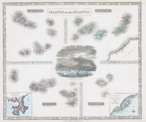 1851 Large map ISLANDS IN THE ATLANTIC Canary Madeira Azores Cape Verde (GPM39)