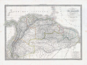 1841 CARTE DE COLOMBIE ET DES GUYANES Colombia South America Map Lapie (LP1)