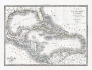 1841 CARTE DES ANTILLES Du Golfe Du Mexique Mexico Map Caribbean Lapie (LP2)