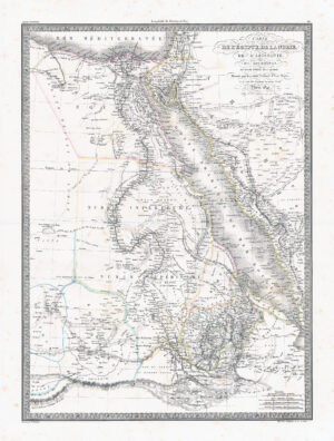 1841 CARTE DE L'ECYPTE DE LA NUBIE Africa Egypt Abyssinia Map Lapie (LP7)