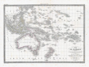1841 CARTE DE L'OCEANIE Oceania Australia Nouvelle Holland Map Lapie (LP9)