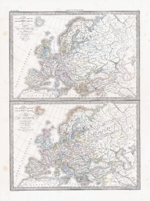 1841 CARTE DE L'EUROPE Sous Charlemagne Charles-Quint Map Lapie (LP24)