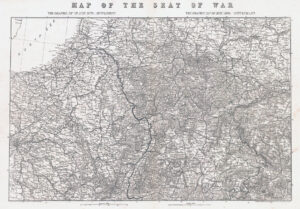 1870 Large MAP OF THE SEAT OF WAR Franco Prussian War France Germany (LM33-14)