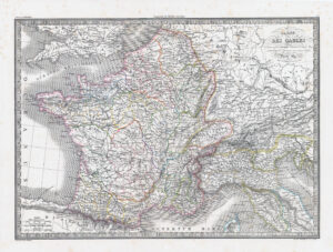 1841 CARTE DES GAULES ANCIENNE Ancient France Roman Antique Map Lapie (LP33)
