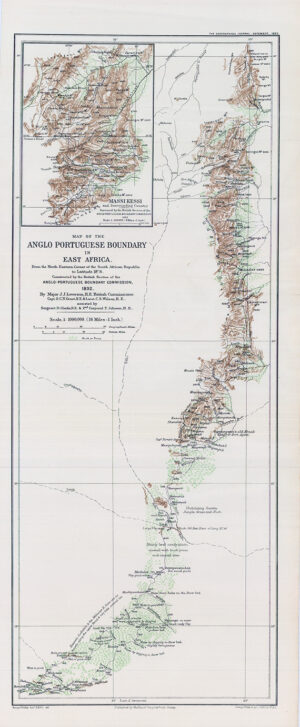 1893 MAP OF THE ANGLO PORTUGUESE BOUNDARY IN EAST AFRICA Rare George Philip