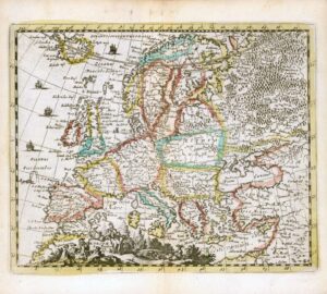 1787 Original Antique Map of EUROPE European Continent by de Laporte (DM6)