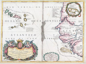 c1690 BOCCHE DEL FIUME NEGRO ISOLE DI CAPO CAPE VERDE Senegal Map Coronelli