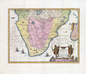 c1640 AETHIOPIA INFERIOR VEL EXTERIOR Africa Mozmbique Antique Map Jansson