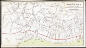 1921 Original Antique Map Plan of HONG KONG CITY OF VICTORIA by Crow