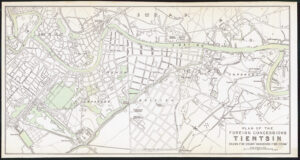 1921 Original Antique Map CITY Plan of TIENTSIN CHINA by Crow
