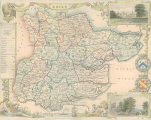 1837 Original Antique Decorative MAP - ESSEX by Thomas Moule hand colour