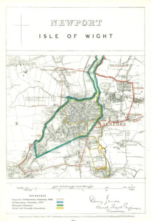 1868 Hampshire Boundary Commission Ordnance MAP NEWPORT (Isle of Wight) (BC120)