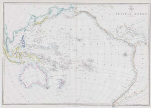 1863 Large Map THE PACIFIC OCEAN New Zealand Australia by Edward Weller (DA70)