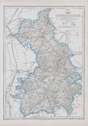 1863 Large Antique Map CAMBRIDGESHIRE by Edward Weller (DA79)