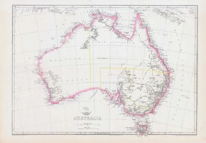 1863 Large Antique Map AUSTRALIA by Edward Weller (DA215)