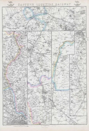 1863 Map EASTERN COUNTIES RAILWAYS London Cambridge Ely Norwich Weller (DA115)