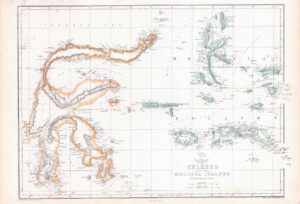 1863 Antique Map CELEBES AND THE MOLUCCA ISLANDS Maluku Edward Weller (DA193)