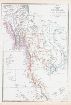 1863 Map BURMAH Burma SIAM ANAM & c by Edward Weller (DA186)