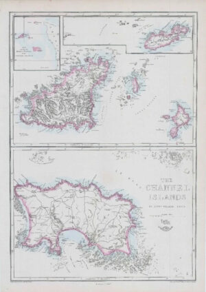 1863 Map THE CHANNEL ISLANDS Showing Relative Positions by Edward Weller (DA112)