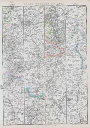 1863 Map GREAT WESTERN RAILWAY Sheet IV Oxford to Chester Edward Weller (DA122)
