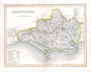 c1845 Antique Map of DORSETSHIRE Dorset by J Archer (LSM41)