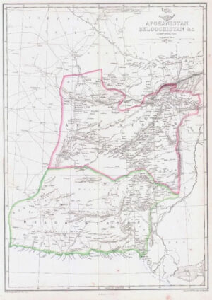 1863 Antique Map AFGHANISTAN BELOOCHISTAN & c Asia by Edward Weller (DA177)