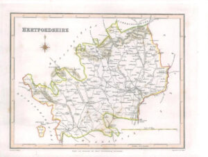 1840 Original Antique Map of HERTFORDSHIRE by Lewis (LSM60)