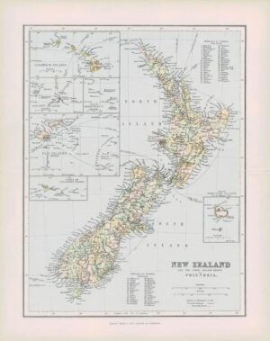 1903 Original Antique Colour Map - NEW ZEALAND Polynesia (36)